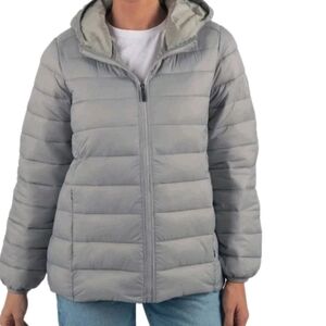 Alpine Swiss Women's Light Gray Puffer Jacket Size M